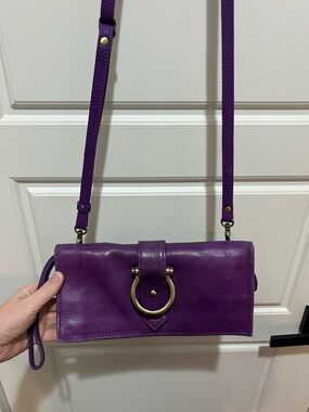 Sapahn Purple Leather Crossbody with removable strap